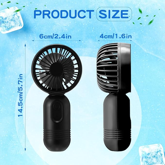 Rossesay 1 Pcs Mini Portable Fan Bulk Cute Handheld Lightweight Small Little Personal Hand Eyelash Fan 3 Speeds USB Rechargeable for Women Men Indoor Outdoor Makeup Travel (Black)