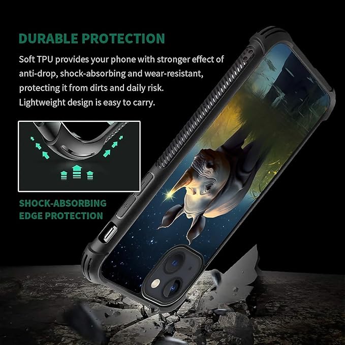 for iPhone 15 Plus Case, Rhino Water Marshes Pattern Made of Soft Silicone Hard Acrylic Shock Protection for iPhone 15 Plus