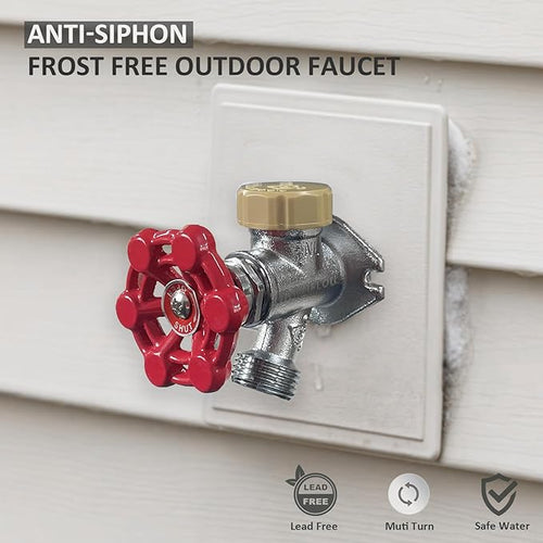 12inch Anti-Siphon Frost Free Sillcock, No Lead Brass Frost Proof Outdoor Faucet Bib with Backflow Preventer, 1/2" Push-to-Fit Connector X 3/4 Inch Hose Bibb Frost Free Spigot