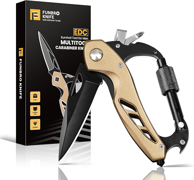 FUNBRO Multitool knife, Gift for Men (Gold)