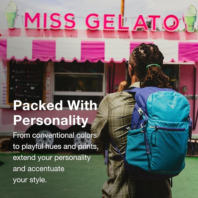 Osprey Daylite Plus Commuter Backpack - Lightweight, Everyday Pack with Laptop Sleeve and Water Bottle Pockets - Ideal for Work, School, and Travel with Versatile Storage, Liquify Print/Kakio Pink