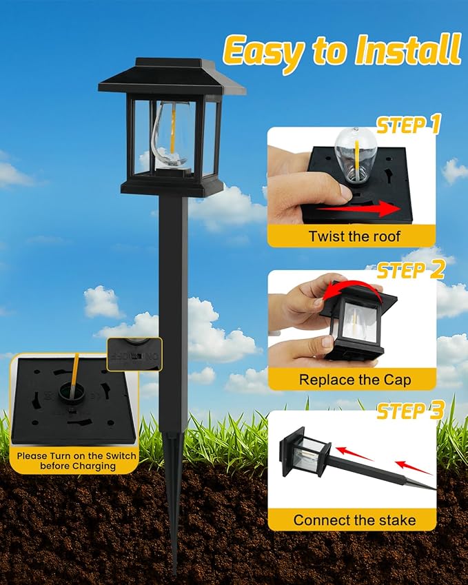 Albelt Solar Pathyway Lights Outdoor, 8 Pack Waterproof Solar Garden Lights with Auto On/Off, Landscape Lighting for Garden, Yard, Pathway, Patio, Driveway Decor