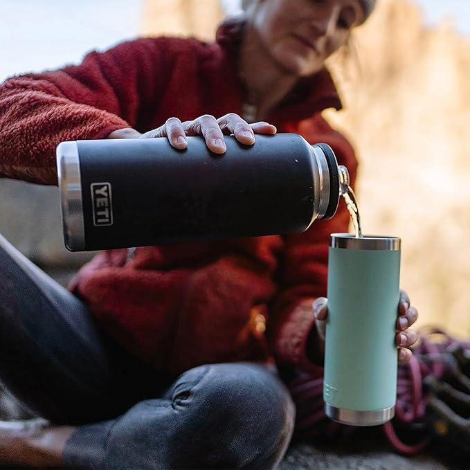 YETI Rambler 46 oz Bottle, Leakproof, Vacuum Insulated, Stainless Steel with Chug Cap, Black Forest Green