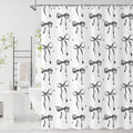 Grey and White Bow Shower Curtain, Grey Modern Aesthetic Bowknot with Polka Dot Cute Girly Bathroom Curtain Waterproof Fabric Machine Washable with Hooks, 72" Wx84 L