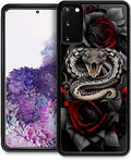 for Samsung Galaxy S20 Case, Entwined Rose Snake Pattern Graphic Design Girl Boy Soft Silicone Hard Acrylic Shock Protection for Samsung Galaxy S20