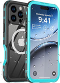 for iPhone 16 Pro Case Waterproof, [Shockproof] [Dustproof] [IP68 Waterproof] Full-Body Hard Case Built-in [Lens Screen Protection] for Diving Case (Teal, for iPhone 16 Pro 6.3in)