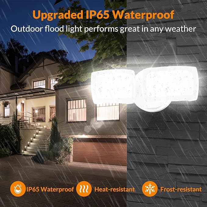 LEPOWER 2 Pack 28W 3000LM ‌LED Security Flood Light‌ ‌Outdoor‌, Switch Controlled Aluminum ‌Security Light‌, 2 Adjustable Heads, 5500K Daylight, Wet Location for Patio, Garden, Yard Lights