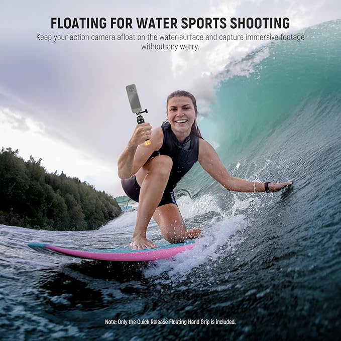 Neewer Floating Hand Grip for Action Camera with Quick Release Mount Adapter, 1/4" Screw Adapter & Wrist Strap, Underwater Handle Stick Accessories Kit Compatible with GoPro Insta360 DJI, GP23