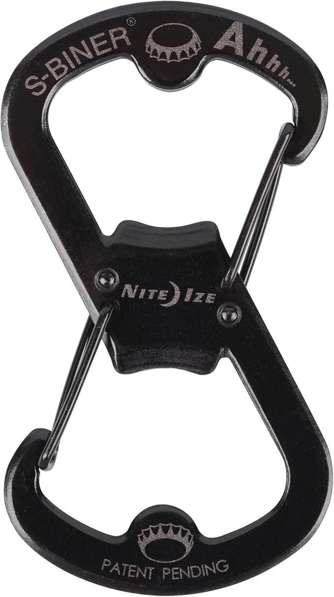 Nite Ize Ahhh... Stainless Bottle Opener - Keychain with S-Biner Functionality - Heavy-Duty Dual Bottle Opener Carabiner - Keychain Accessories - Black, 4 Count (4 Pack)