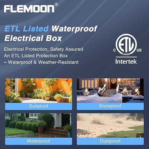 Flemoon Outdoor Electrical Box with Transparent Lid, IP54 Waterproof Electrical Box Outdoor, Large Weatherproof Extension Cord Cover with Clear Cover for Photocell Light Sensor Timer, Outlet, White