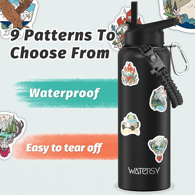 40oz Insulated Water Bottle (Cold for 48 Hrs),BPA Free&Leak Proof,Stainless Steel Water Flask,Water Jug with Straw Spout Lids for Gym,Hiking,Travel,Black
