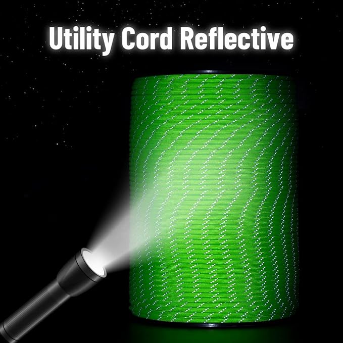 HERCULES Type III Paracord 550 Paracord Rope Parachute Cord, 100' Reflective for Survival Rope, Survival Cord