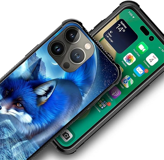 for iPhone 13 Pro Case, Snowy Mountain Fox Lake Pattern Graphic Design Girl Boy Soft Silicone Hard Acrylic Shock Protection for iPhone 13 Pro