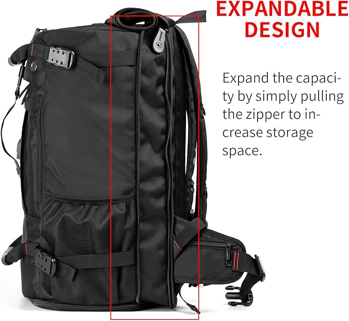 YOUMIAN Large Capacity For Travel Hiking Sports Carry On Backpack Durable Convertible Duffle Bag Laptop airplane (black, 60L-Large)