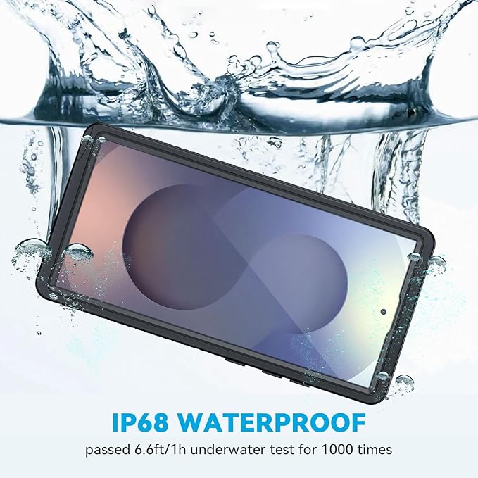 Lanhiem Magnetic for Samsung Galaxy S25 Ultra Case, IP68 Waterproof Dustproof, Built-in Screen Protector, Rugged Full Body Shockproof Cover for Galaxy S25 Ultra 5G 6.9 Inch, Black/Clear