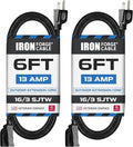 IRON FORGE CABLE 2 Pack of 6 Ft Outdoor Extension Cords - 16/3 Heavy Duty Black Extension Cord Pack