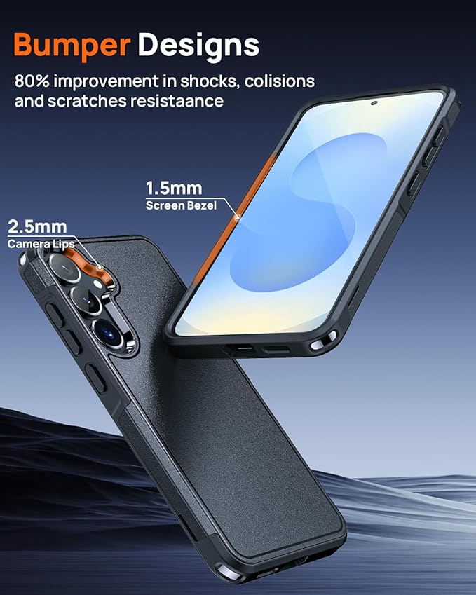 Lanhiem Magnetic for Samsung Galaxy S25 S24 Phone Case with Tempered Glass Screen Protector, Shock Absorption, Anti-Scratch Shockproof Case Cover for Samsung S25 S24, Black