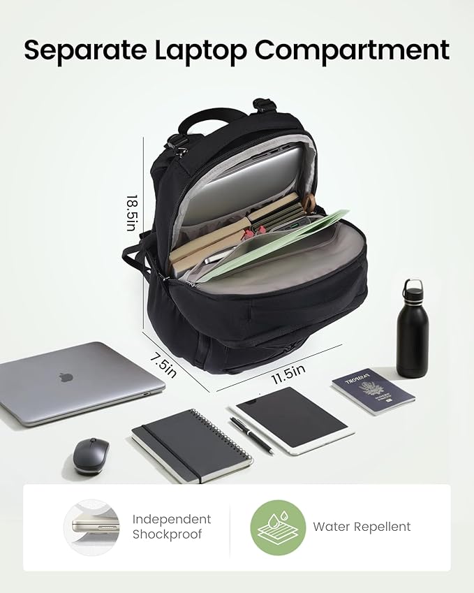 LOVEVOOK Everyday Laptop Backpack for Women & Men With Tumbler Holder,15.6 Inch Classic Travel Work College Teacher Carry on Backpack Purse,Waterproof Computer laptop Bag Hiking Backpack,Olive Green