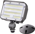 60W LED Flood Light with Knuckle, Outdoor Security Fixture Dusk-to-Dawn Photocell 5000K 7,800lm(300W Equivalent) 100-277V IP65 Waterproof with Base for Wall Mount for Entrance Garden Yard