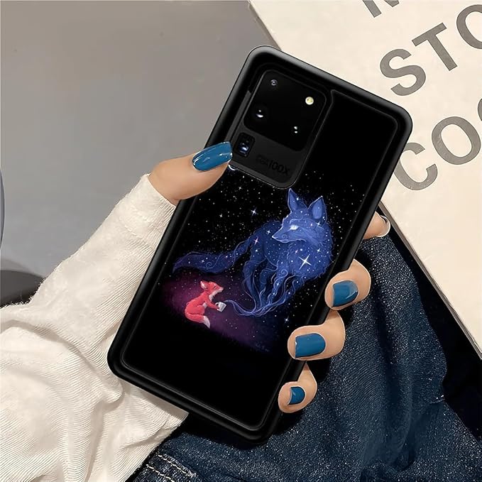 for Samsung Galaxy S20 Ultra Case, Galaxy Fox Wolf Pattern Graphic Design Girl Boy Soft Silicone Hard Acrylic Shock Protection for Samsung Galaxy S20 Ultra