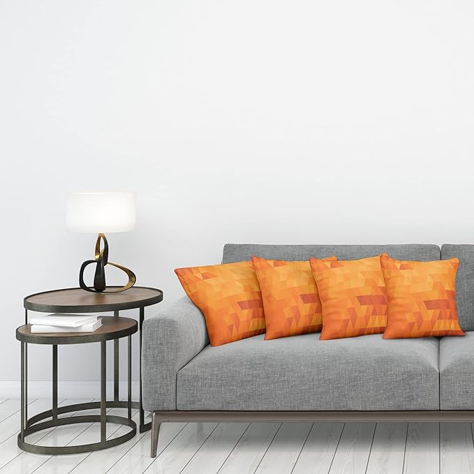 Ambesonne Orange Decorative Throw Pillow Case Pack of 4, Triangle Mosaic Shapes and Patterns with Abstract Digital Pixel Like Effect Print, Cushion Cover for Couch Living Room Car, 18", Burnt Orange