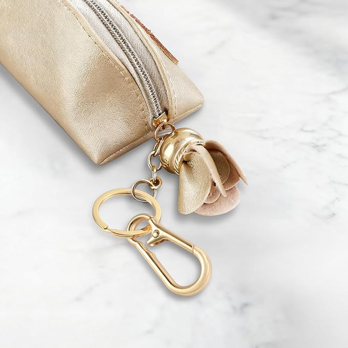 2pcs Metal Keychain Rings, Sturdy Key Chain Ring Carabiner Clip, Key Holder Organizer for Purse Charms Hook, Paracord Keychain Lanyard, Men and Women Home Car Keyrings (Black and Light Gold)