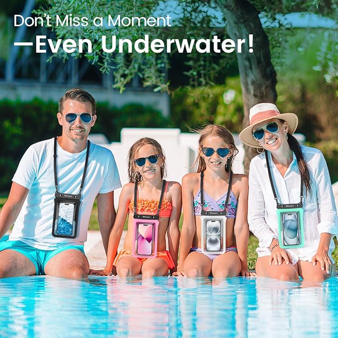 Niveaya Double Space Waterproof Phone Pouch - 2 Pack, Waterproof Phone Lanyard Case with iPhone 17/16/15/14/13 Pro Max up to 8.3", Phone Dry Bags for Vacation Beach Pool Kayak Cruise Travel Essentials