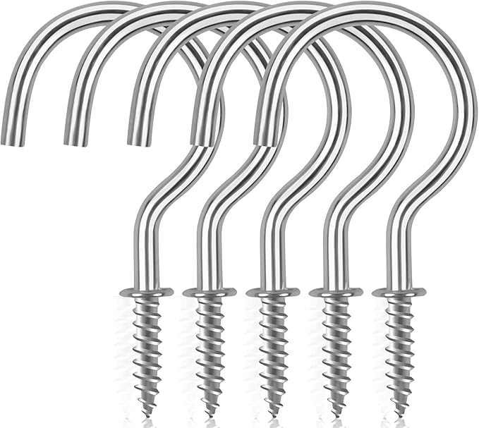 Cup Screw Hooks,1 inch Metal Screw in Ceiling Hooks 100 Pack Plant Hanger Wind Chimes Hooks Great for Hanging Indoor & Outdoor Use(Silver)