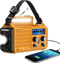 Eoxsmile Emergency Radio with NOAA Weather Alert, 5000mAh Solar Hand Crank Portable AM/FM Shortwave Radio, Rechargeable Battery Powered, USB Charger, Flashlight, SOS Alarm for Home Outdoor Survival