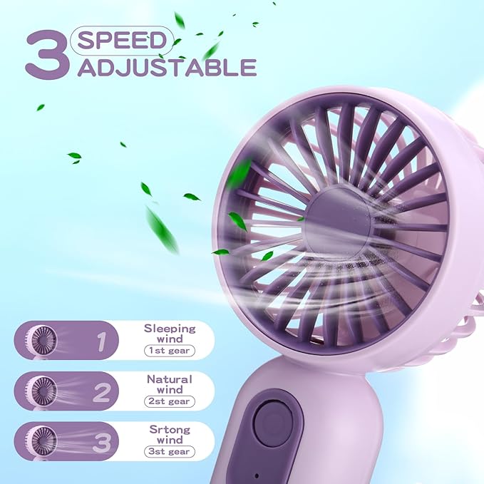 Rossesay 6 Pcs Mini Portable Fan Bulk Cute Handheld Lightweight Small Little Personal Hand Eyelash Fan 3 Speeds USB Rechargeable for Women Men Indoor Outdoor Makeup Travel (Multicolor)