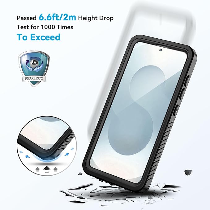 Lanhiem for Samsung Galaxy S25+ Plus Case, IP68 Waterproof Dustproof Case with Built-in Screen Protector, Rugged Full Body Shockproof Protective Cover for Galaxy S25 Plus 6.7 Inch, Black/Clear