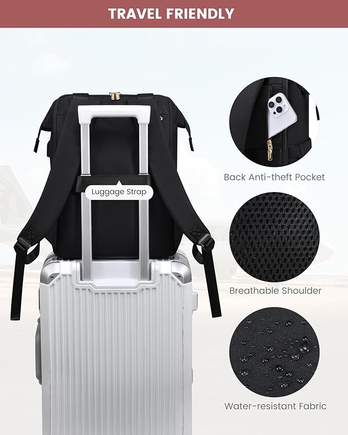 LOVEVOOK Laptop Backpack for Women, 15.6 Inch Work Laptop Bag with USB Port, Fashion Teacher Nurse Backpack Purse, Waterproof Travel Computer Backpack with Organizer Bag, 2PCS
