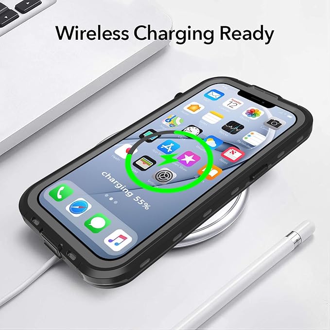 for iPhone 14 Plus Case Waterproof, [Shockproof] [Dustproof] [IP68 Waterproof] Full-Body Hard Case Built-in [Lens Screen Protection] for Diving Case (Black, for iPhone 14 Plus 6.7in)