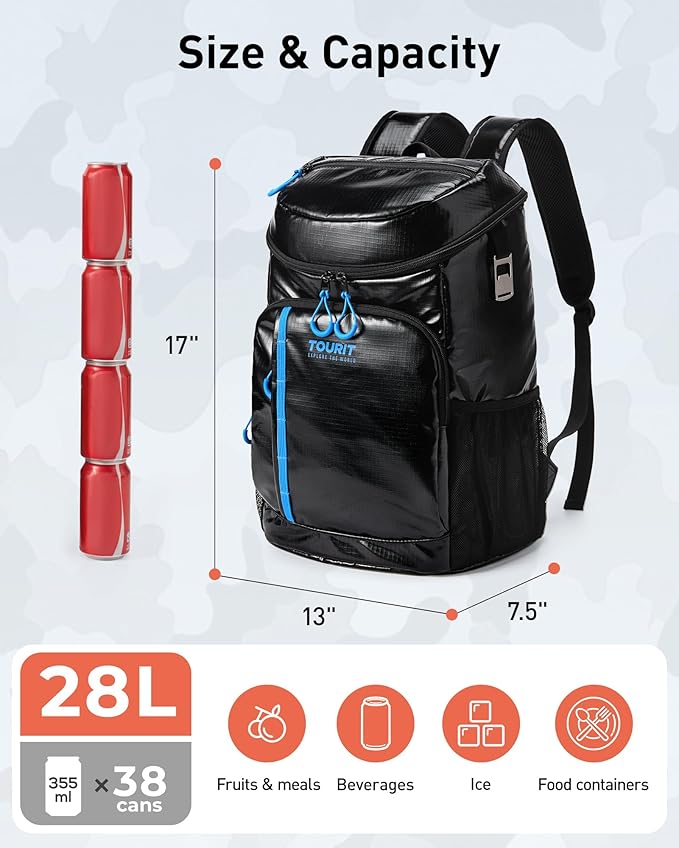 TOURIT Cooler Backpack Lightweight Insulated Backpack Cooler Leak-Proof for Men and Women, Sports Fan Coolers