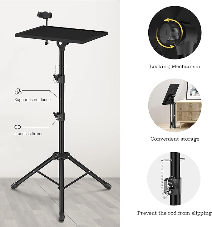 Facilife Projector Stand Tripod - Laptop Tripod Projector Stand Adjustable Height 22 to 47 Inch, Projector Tripod Stand, Tripod for Porjector, Projector Stand for Outdoor Movies