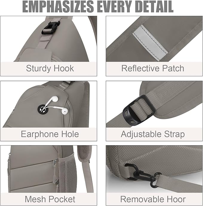 Pritent Crossbody Bags for Women Men Trendy Sling Bag Backpack Casual Chest Bag with Convertible Shoulder Strap