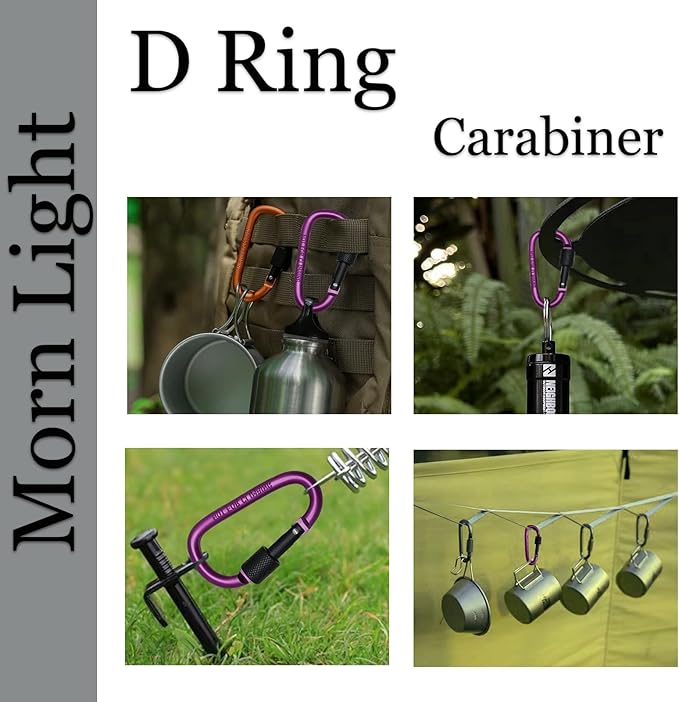 6 Pack Small Locking Carabiner, 3 Inch Aluminum D-Shape Snap Hook with Screw Gate for Hiking, Camping, Fishing&Backpack(Not for Climbing)