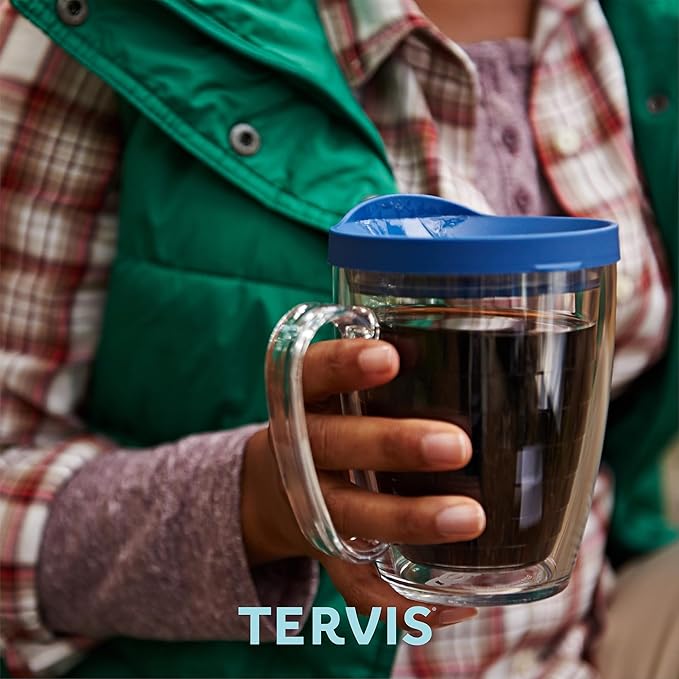 Tervis 16oz Clear Insulated Mug Collection - 4pk, Keeps Drinks Cold & Hot, Made in USA, BPA-free, Transparent, Reusable Coffee Cup