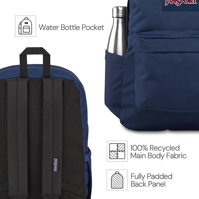 JanSport SuperBreak Plus Backpack with Padded 15-inch Laptop Sleeve and Integrated Bottle Pocket - Spacious and Durable Daypack for Work and Travel - Faded Sage