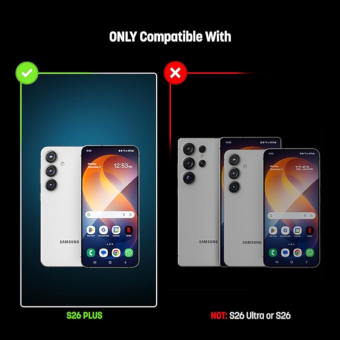 ENCASED Waterproof Case Designed for Samsung Galaxy S26 Plus (IP68) Full Body Protective Phone Case with Screen Protector Built-in (Clear/Black)