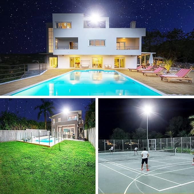 YANYCN 500W LED Flood Light Outdoor,2750W Equivalent Super Bright FloodLight with Plug,58600LM 5000K Daylight White IP66 Waterproof Commercial Lighting for Sports Fields,Counts,Arena,Stadium
