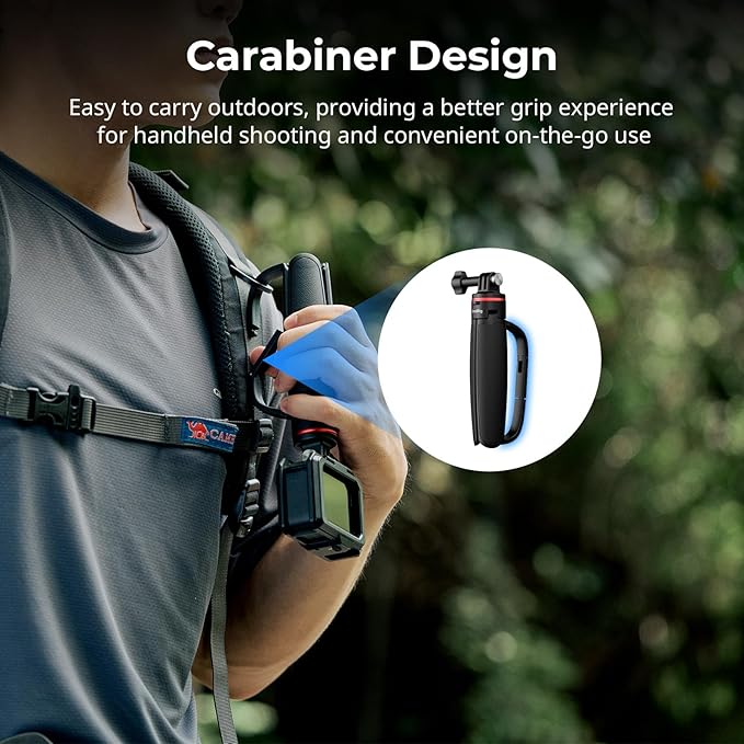 SMALLRIG Portable Action Camera Tripod in Carabiner Shape, 6.5-13.6in Extendable Selfie Stick, Mini Table Tripod for GoPro Hero 13/12/11, for DJI Osmo Action 5 pro/4/3, for Insta360 Ace Pro 2-5568