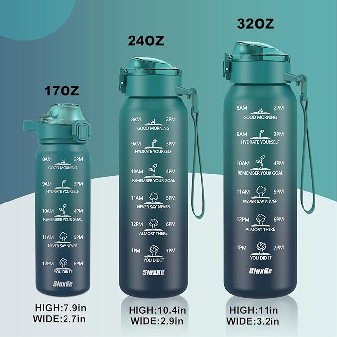 SLUXKE 32oz Insulated Water Bottle with 2Lids(Straw Lid & Spout Lid), 1000ml Stainless Steel Water Bottle Double Walled Leakproof, Reusable Metal Bottle Keep Cold & Hot for Men, Women BLUE BLUE