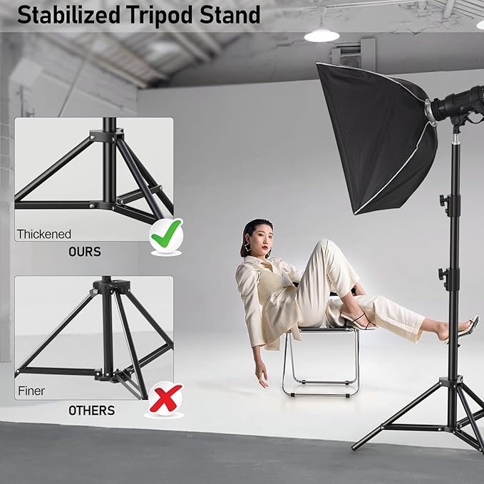 Photography Light Stand, 110"/9.2ft/280cm Portable Reverse Folding Tripod with Travel Bag Aluminum Heavy Duty for Camera,Video,Softboxes,Umbrell,Wedding Outdoor Video Shooting