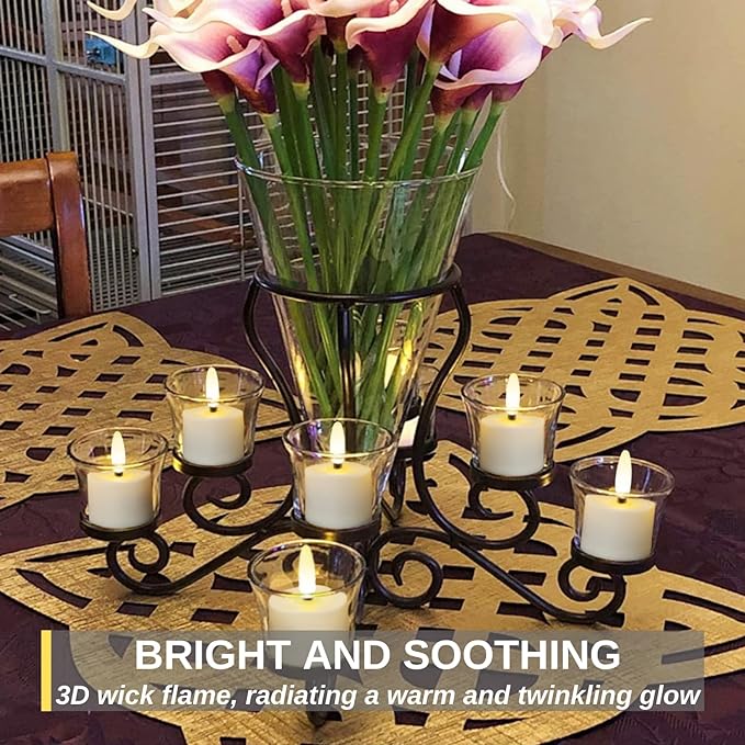 Homemory Flameless Rechargeable Tea Lights with Remote Timer - LED Tea Lights Battery Operated, Realistic Flickering for Home Holiday Decor, Wedding Table Centerpieces, 6-Pack (Φ 1-1/2''×H 2-1/3'')