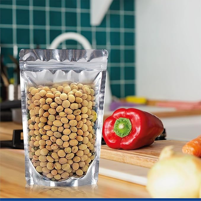 BELLE KR® 6x9 Mylar Bags Stand Up - Pack Of 300-7.5mil Thick - Clear Mylar Bags with See Through Window for Freeze Dryer