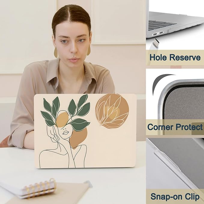 Laptop Case for New MacBook Pro 13 inch M1 M2 2016-2022 Release (Model A2338 A2289 A2251 A2159 A1989 A1708 A1706),Arts Pro 13.3" Hard Case Cover & Keyboard Cover,Elegant Women