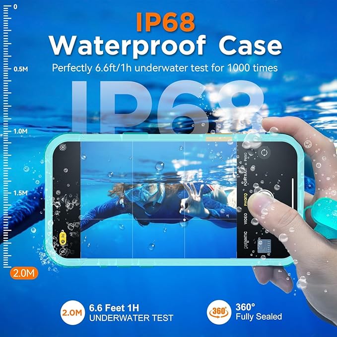 WIFORT for iPhone 17 Pro Waterproof Case, [Fit for Magsafe] with Sapphire Lens & Screen Protector, IP68 Full Body 15FT Military Shockproof, Magnetic Frosted Phone Cover with Lanyard, 6.3" Teal