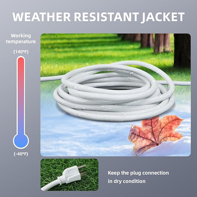 EP 6 Ft Outdoor Extension Cord - 16/3 SJTW White Electrical Cable with 3 Prong Grounded Plug, UL Listed