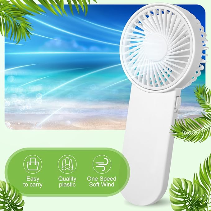 Sumind 20 Pcs Small Personal Portable Fan Mini Handheld Bulk 1 Speed Electric Cute Battery Powered for Neck Lash Makeup Women Men Travel Camping Indoor Outdoor Summer (White)